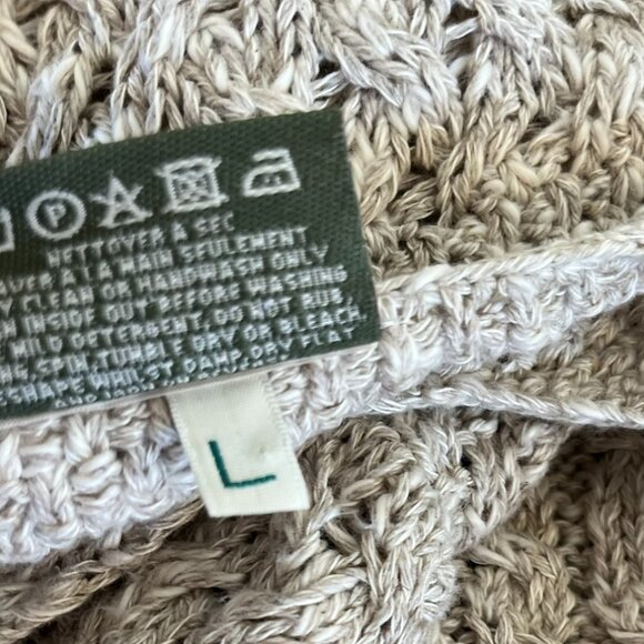 Carraigdonn Woman's Beige Knit Made In Ireland Linen/Cotton Sweater Sz Lr - Picture 9 of 9